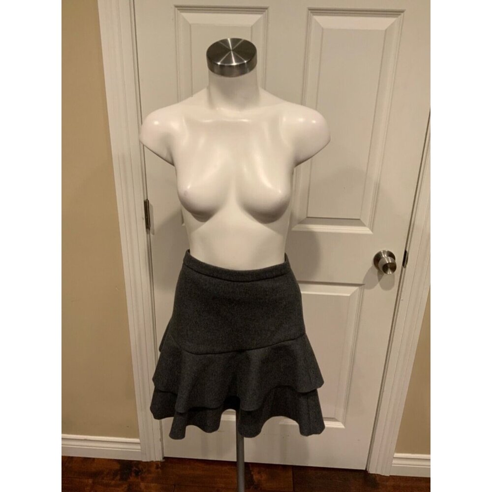 J. Crew Gray Wool Ruffle Mini Skirt, Size 2, NWT!